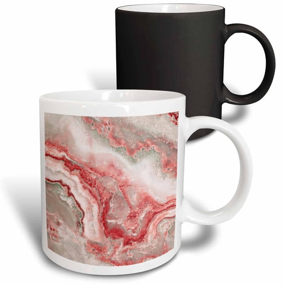3drose, Image of Trendy Luxury Orange Red Quartz and Gray Gemstone Agate Geode, 11oz Magic Transforming Mug