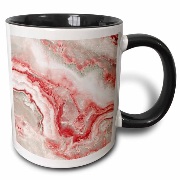 3drose, Image of Trendy Luxury Orange Red Quartz and Gray Gemstone Agate Geode, 11oz Two-tone Black Mug