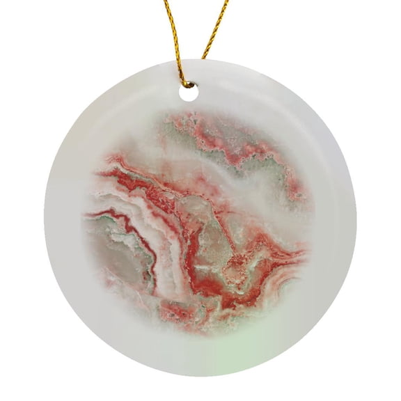 3drose, Image of Trendy Luxury Orange Red Quartz and Gray Gemstone Agate Geode, Circle Porcelain Ornament