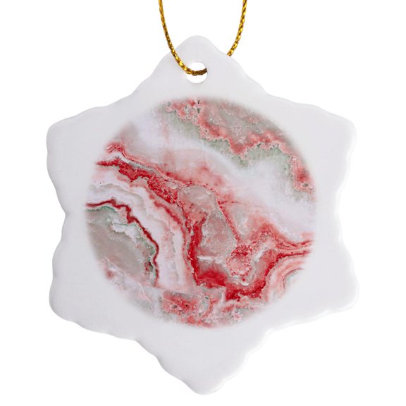 3drose, Image of Trendy Luxury Orange Rose Gold Quartz Gemstone Agate Geode, 3 inch Snowflake Porcelain Ornament