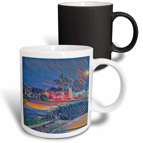 3drose, Image of Van Gogh Style Painting of Downtown Buildings and Trees, 11oz Magic Transforming Mug