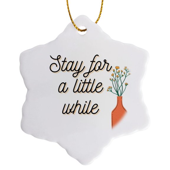 3drose, Image of Vase with Flowers, 3 inch Snowflake Porcelain Ornament