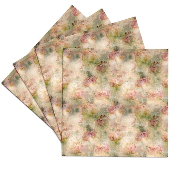3drose, Image of Victorian Pattern of Flowers, Gold Powder, Hot Air Balloons, Set of 4 Ceramic Tile Coasters