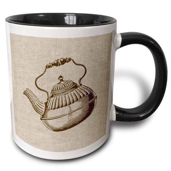 3drose, Image of Victorian Teapot - Not Linen Cloth, 11oz Two-tone Black Mug