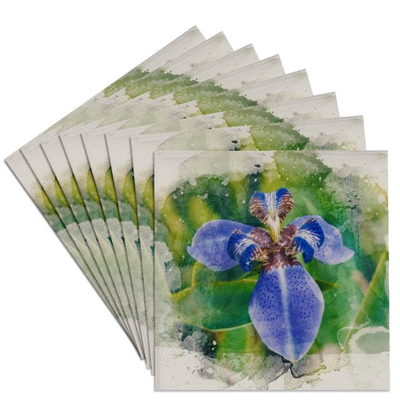 3drose, Image of Watercolor Blue Iris Flower, Set of 8 Ceramic Tile Coasters