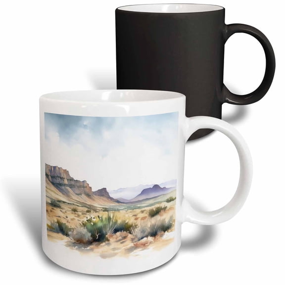 Image Of Watercolor Desert Scene, 11oz Magic Transforming Mug