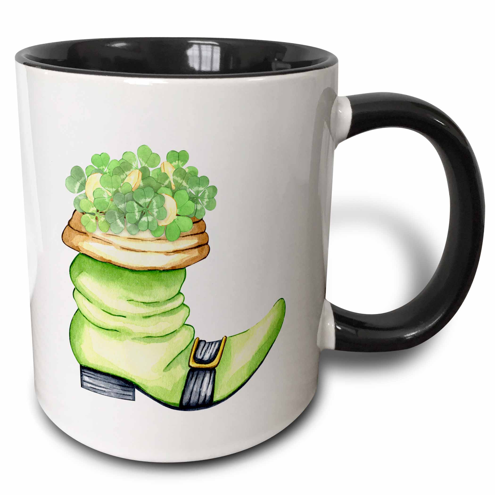 3drose, Image of Watercolor Leprauchan Boot Full of Four Leaf Clovers ...