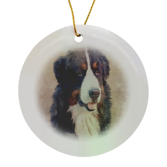 3drose, Image of Watercolor St. Bernard Dog, Circle Porcelain Ornament