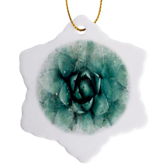 3drose, Image of Watercolor Succulent Cactus Art, 3 inch Snowflake Porcelain Ornament