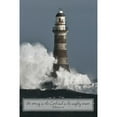 thumbnail image 1 of Image Of Waves Crashing Into A Lighthouse With A Scripture Verse From Ephesians 6:10 Poster Print by Tim Antoniuk, 1 of 1