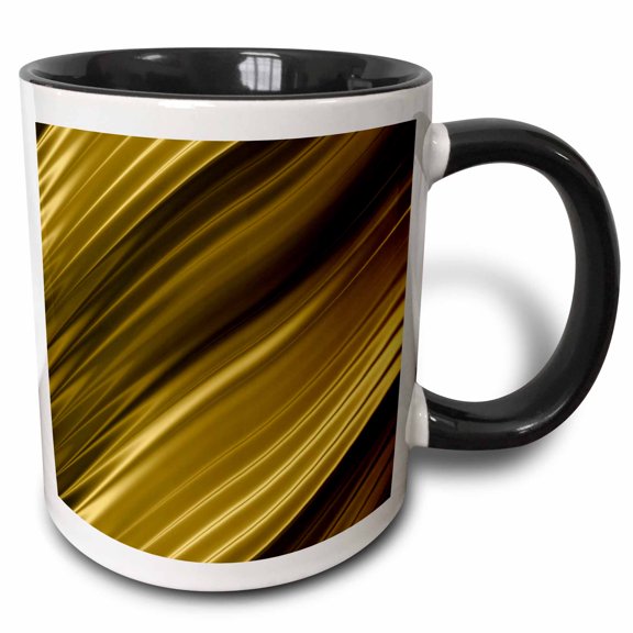 3drose, Image of Waves of Shades of Gold Cascade Down, 11oz Two-tone Black Mug