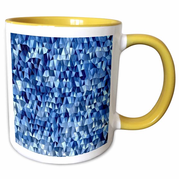 3drose, Image of Wavy Quilt in Shades of Blue, 15oz Two-tone Yellow Mug