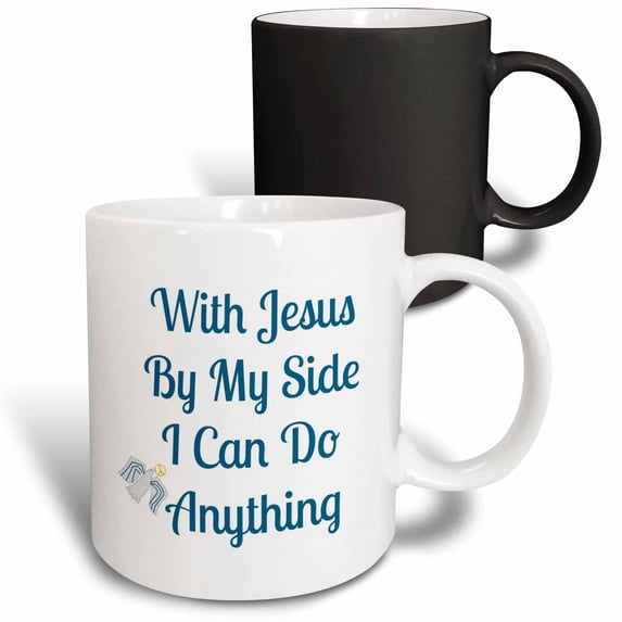 3drose, Image of with Jesus by My Side I Can Do Anything, 11oz Magic Transforming Mug