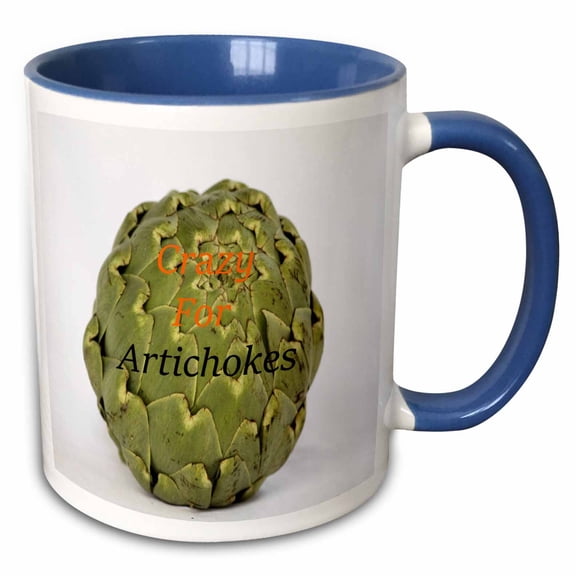 3drose, Image of Words Crazy for Artichoke on Photo of Real Artichoke, 11oz Two-tone Blue Mug