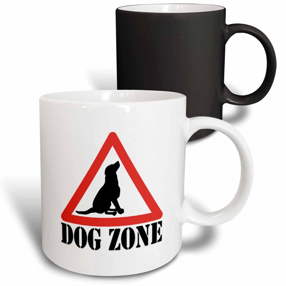 3drose, Image of Words Dog Zone with Dog in Sign, 11oz Magic Transforming Mug