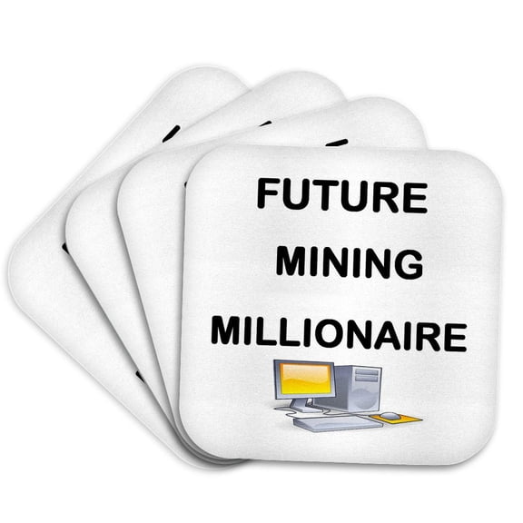 3drose, Image of Words Future Mining Millionaire with Computer Graphic, Set of 4 Coasters - Soft
