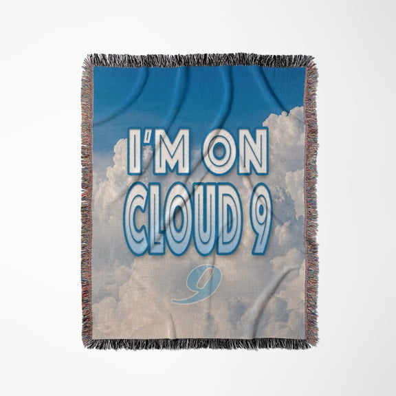Image Of Words Im On Cloud Nine With Cloud Background, Woven Blanket