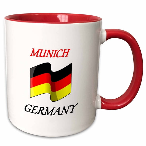 3drose, Image of Words Munich Germany with Wavy Flag, 11oz Two-tone Red Mug