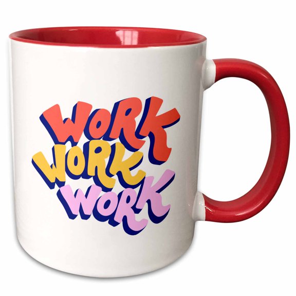 3drose, Image of Work Work Work Quote, 11oz Two-tone Red Mug
