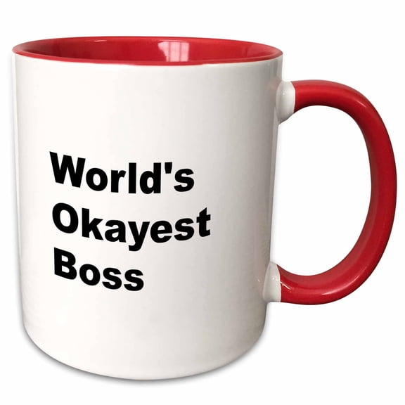3drose, Image of Worlds Okayest Boss Quote, 11oz Two-tone Red Mug