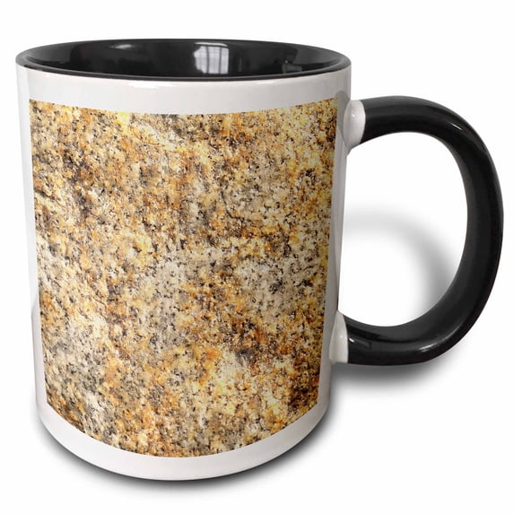 3drose, Image of Yellow, Grey, Brown Granite Stone Texture. Real Hard Rock, 15oz Two-tone Black Mug