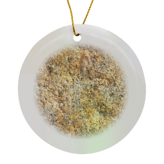 3drose, Image of Yellow, Grey, Brown Granite Stone Texture. Real Hard Rock, Circle Porcelain Ornament