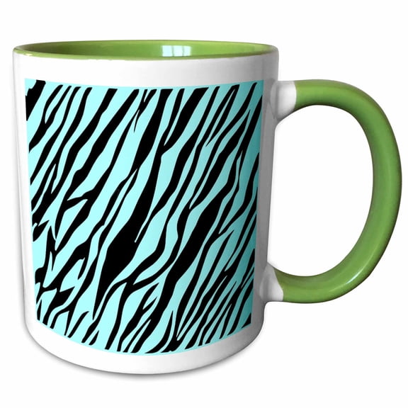 3drose, Image of Zebra Aqua Pattern, 11oz Two-tone Green Mug