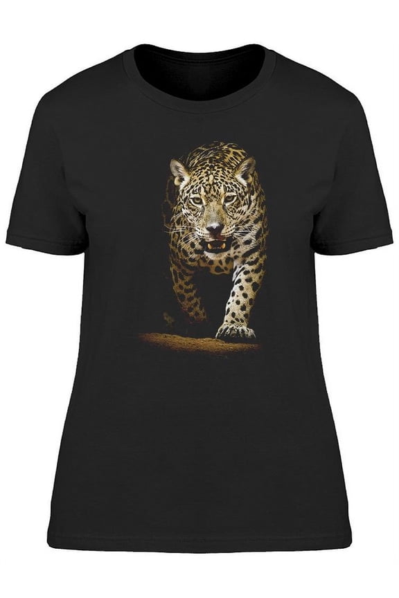Image. Serious Leopard Walking T-Shirt Women -Image by Shutterstock, Female 3X-Large