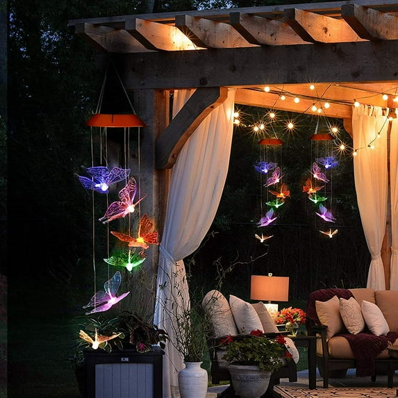 Image Solar Wind Chimes Lights Hanging Lamp Garden Home