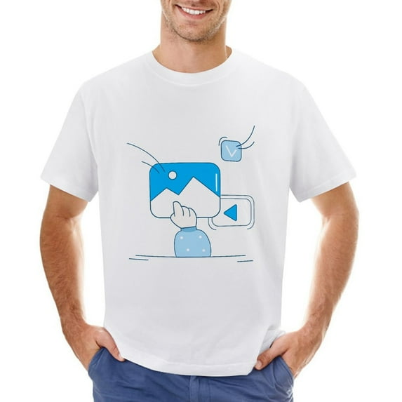 Image Vintage T-shirt Mens Cotton Classic Crewneck Short Sleeve Tees Unisex White XS