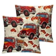 thumbnail image 1 of Image of Adorable Cartoon Fire Engine Repeat Pattern Pillow Case, 1 of 7