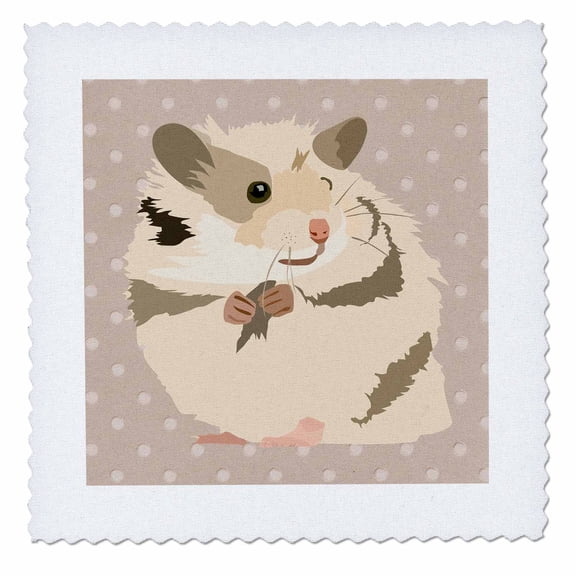 3dRose, Image of Adorable Cartoon Hamster On Beige Dots, 6x6 inch quilt square