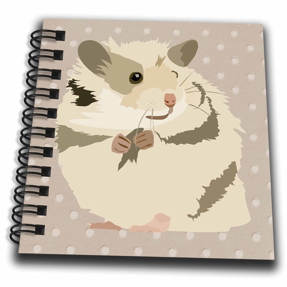 3dRose, Image of Adorable Cartoon Hamster On Beige Dots, Mini Notepad 4 x 4 inch