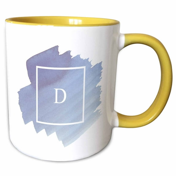 Image of D Watercolor Monogram 11oz Two-Tone Yellow Mug mug-291247-8