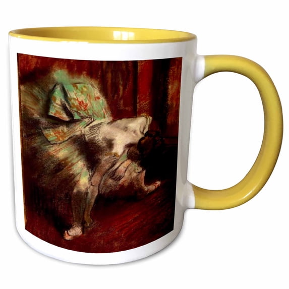 Image of Degas Painting Of Ballerina In Green Tutu 11oz Two-Tone Yellow Mug mug-255348-8