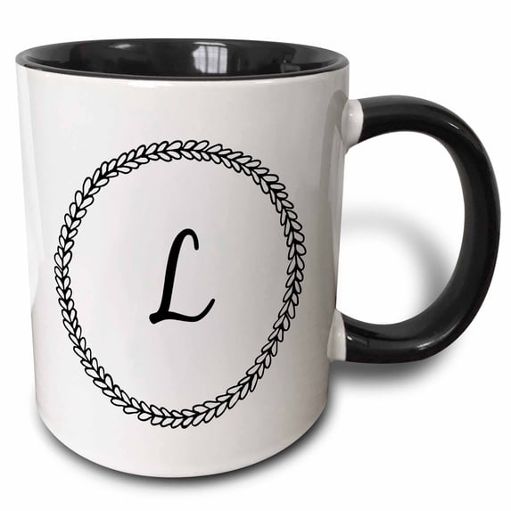 Image of Doodly L Monogram 11oz Two-Tone Black Mug mug-305197-4