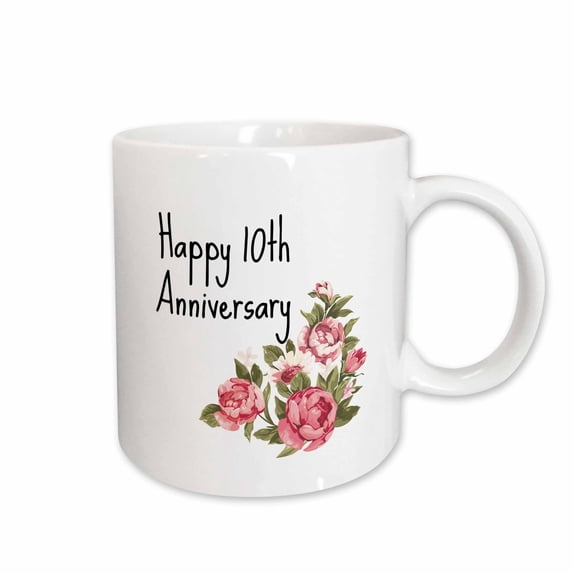 Image of Floral Happy 10th Anniversary Quote 15oz Mug mug-304094-2