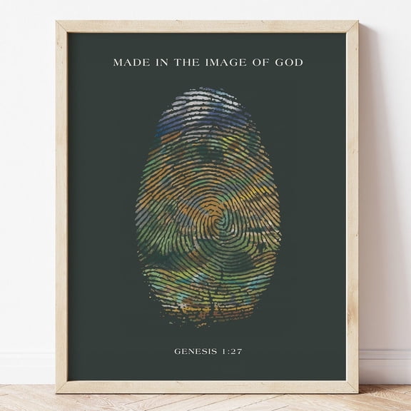 Image of God in Dark Green Genesis 1:27 Print Wall Art Bible Verse Wall Art Christian Wall Art Pastor Appreciation