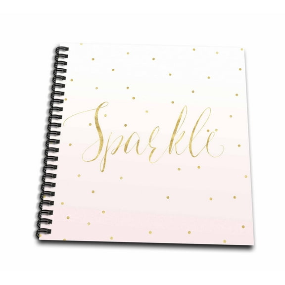 3dRose, Image of Gold Confetti Dots Pink Ombre Sparkle, Drawing Book 8 x 8 inch