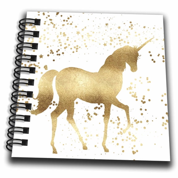 3dRose, Image of Gold Confetti Unicorn, Mini Notepad 4 x 4 inch