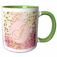 thumbnail image 1 of Image of Gold Script J With Gold Glitter On Pink 11oz Two-Tone Green Mug mug-303676-7, 1 of 3