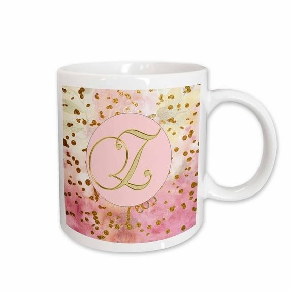Image of Gold Script Z On Pink With Glittery Gold 15oz Mug mug-303691-2