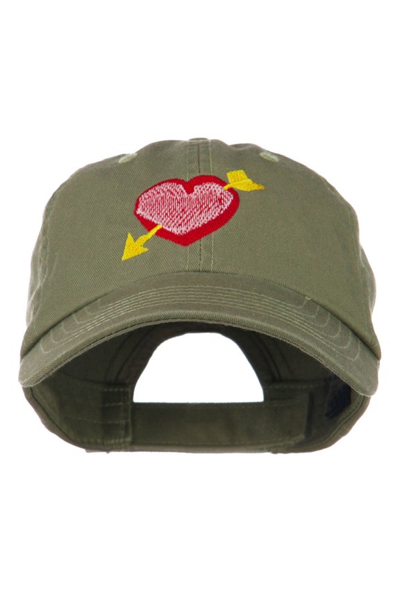 Image of Heart Arrow Embroidered Cap - Olive OSFM