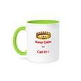 thumbnail image 1 of 3dRose, Image of Keep Calm And Call 911 With Gold Crown, 11oz Two-Tone Green Mug, 1 of 3