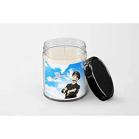 Image of Male Pilot Candle - Soy Wax Candle - Hand Poured Candle - 9 oz Vanilla-Scented Candle - Candle Jar
