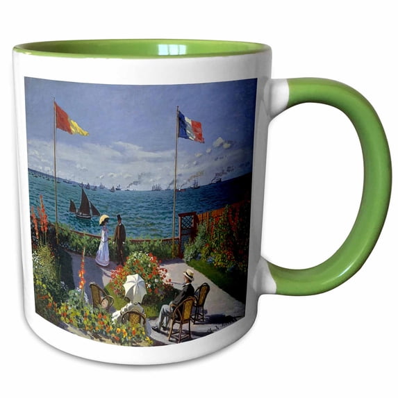 Image of Monet Impressionism Painting Jardin A Sainte USPD 15oz Two-Tone Green Mug mug-347127-12