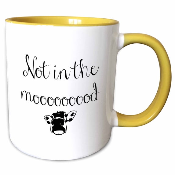 Image of Not In The Mooooooood Quote 11oz Two-Tone Yellow Mug mug-303862-8
