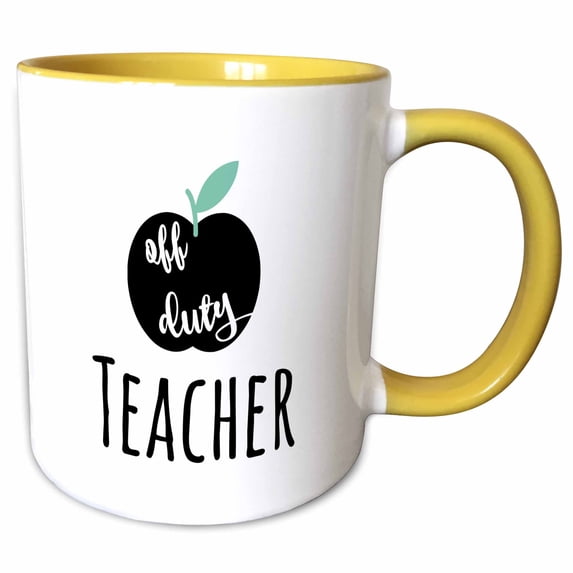 Image of Off Duty Teacher Quote 15oz Two-Tone Yellow Mug mug-292811-13