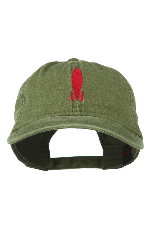 Image of Rocket Embroidered Washed Cap - Olive Green OSFM