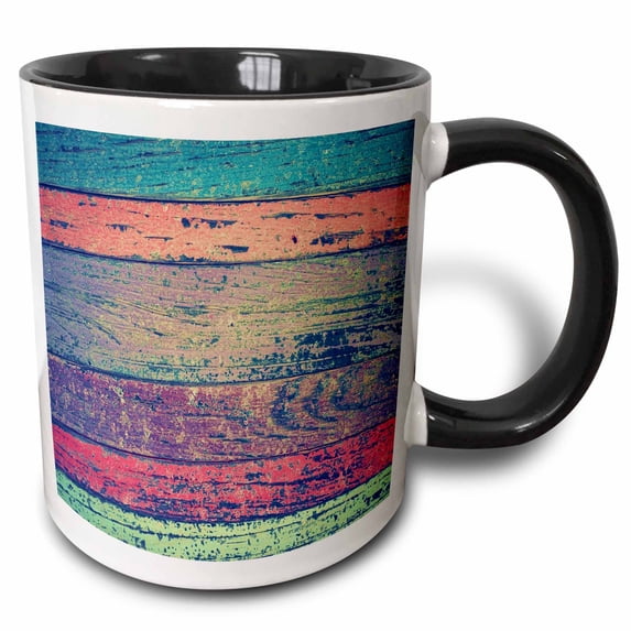 Image of Rustic Multi Colored Barnwood 11oz Two-Tone Black Mug mug-292466-4